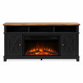 Mueble de TV con Chimenea Eléctrica de MDF Negro y Roble