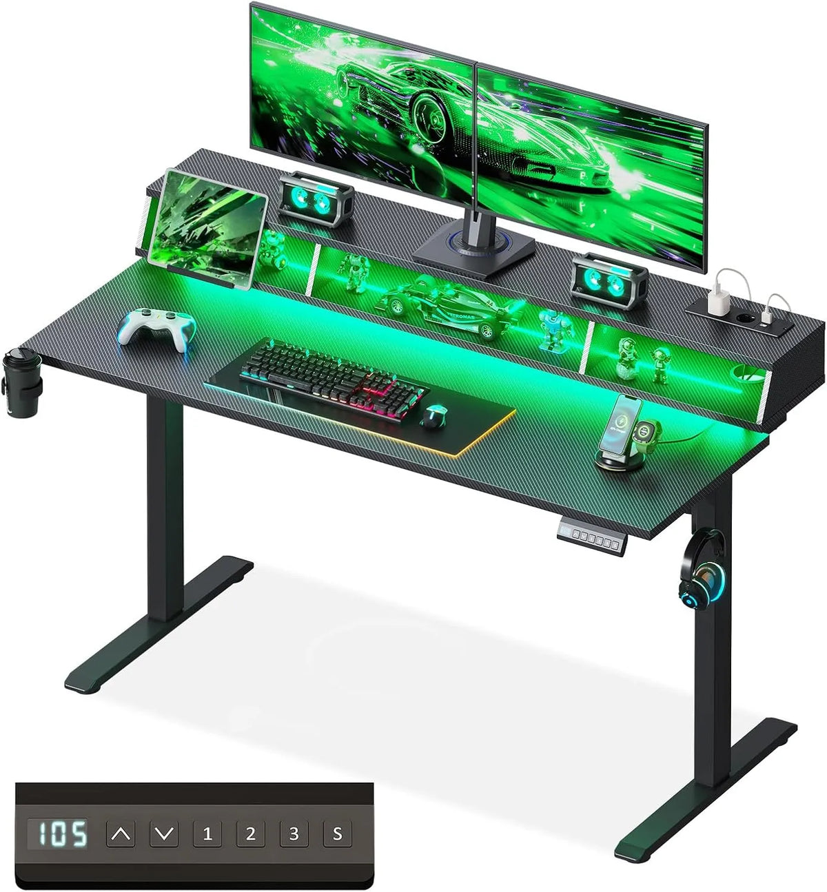 Słuchawki – RGB, gamingowy, oświetlenie RGB, wyświetlacz LED, 140cm, czarny