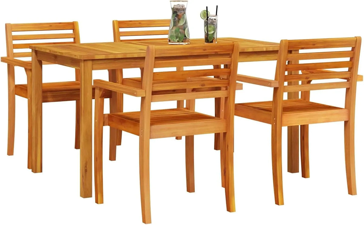 Zestaw do jadalni w ogrodzie 5 pcs Brązowy lite drewno: z drewna, 5 pièces