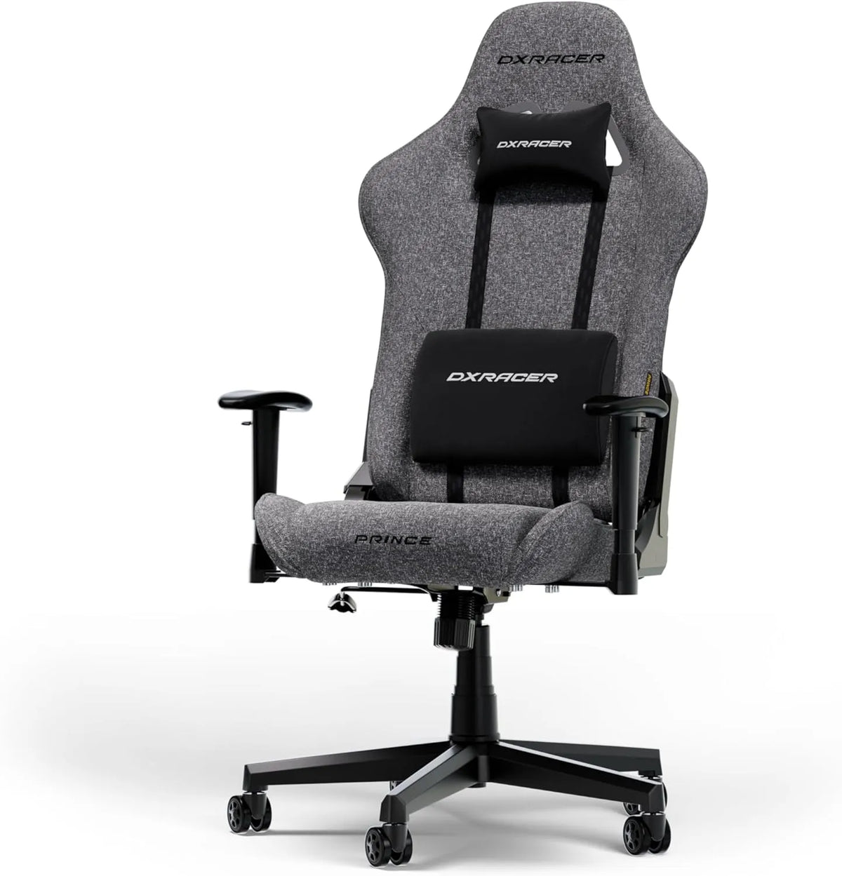 DXRacer PRINCE L Szary Tkanina Oryginalny Fotel i krzesło tapicerowane Gamingowy — tapicerka materiałowa