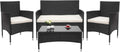Sofa – HWC-F55, z poduszkami, z technorattanu, czarny