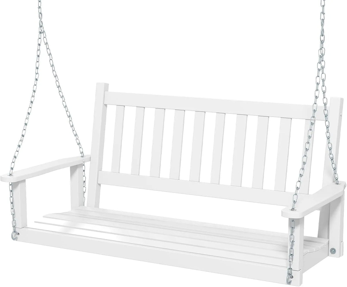 COSTWAY Wisząca ławka — 2-osobowa, 136 × 67 × 63 cm, 230 kg, biały