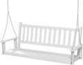 COSTWAY Ławka wisząca z litego drewna — z drewna, obrotowy, 3-osobowa, 168 × 65 × 63 cm, 360 kg, biały
