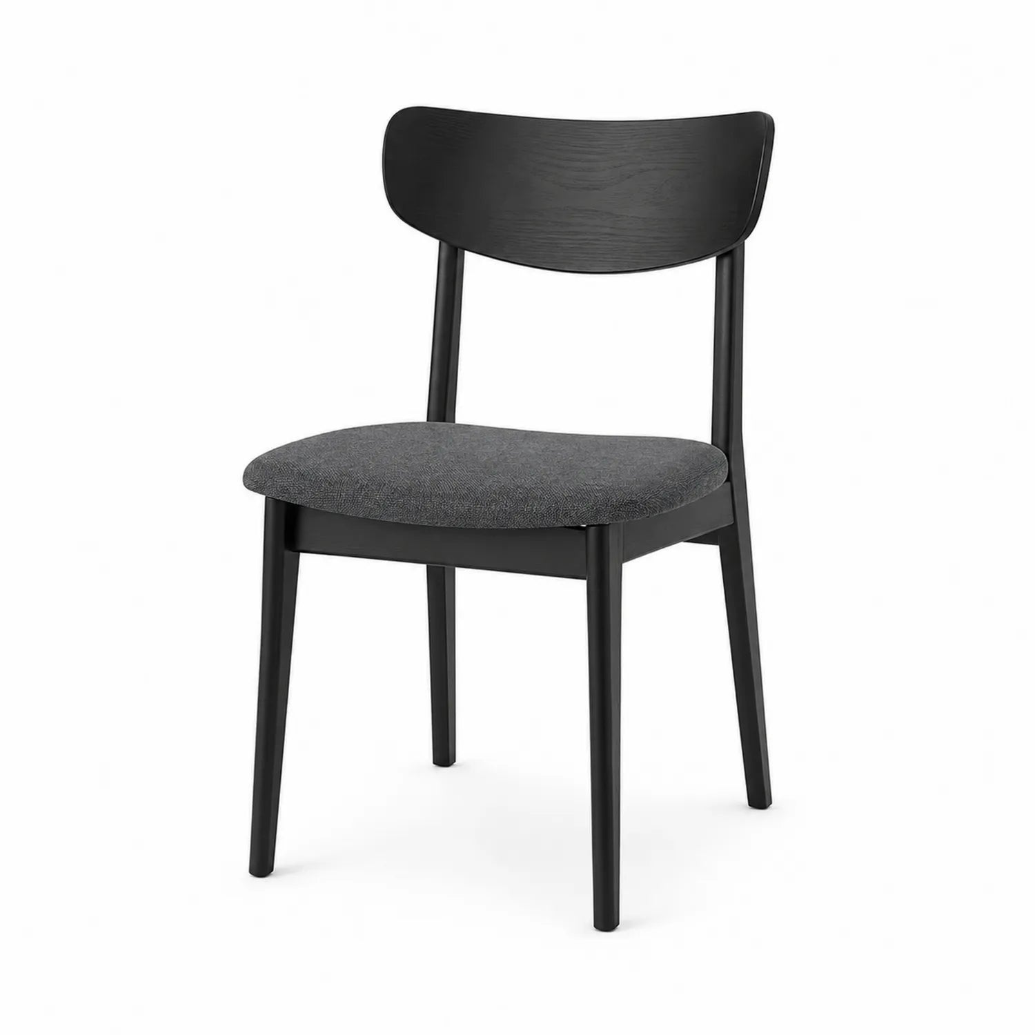 Silla de madera negra con asiento de poliéster gris 45x85x50 cm