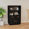 Meble — z drewna, z szafą, 67 × 40 × 108 cm, czarny, z litego drewna