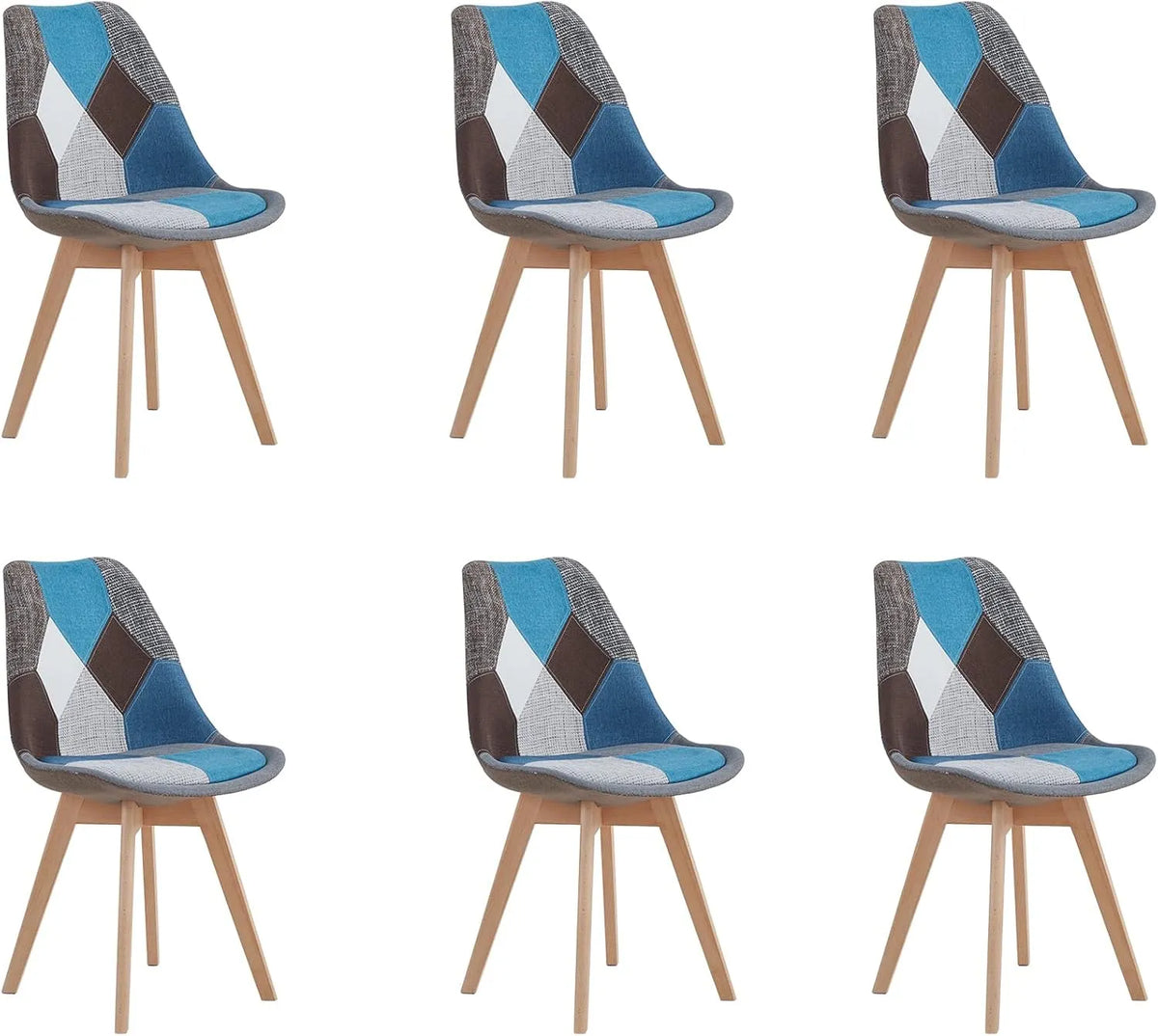 Krzesło – tapicerka materiałowa, z drewna, niebieski, tapicerka materiałowa