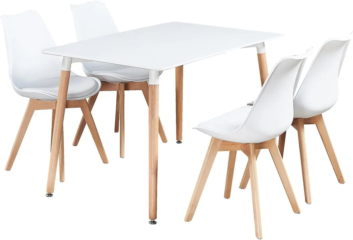 P&N Homewares® Lorenzo zestaw do jadalni z tulipanem białe krzesła: biały