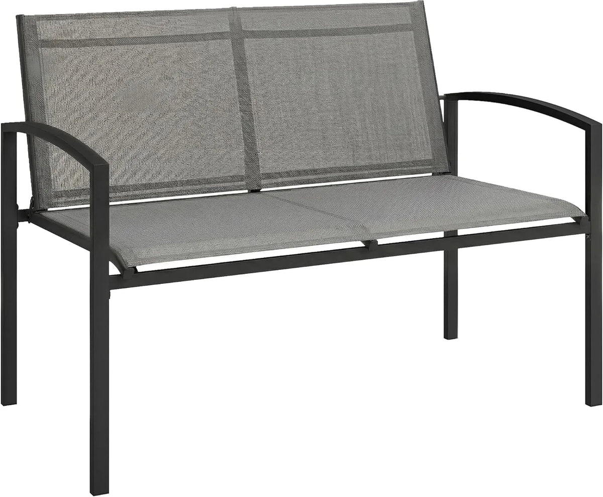 Outsunny Ławka ogrodowa i ławka tarasowa 2-osobowa: z podłokietnikami, odporny na warunki atmosferyczne, 112 × 66 × 80 cm, 220 kg, szary