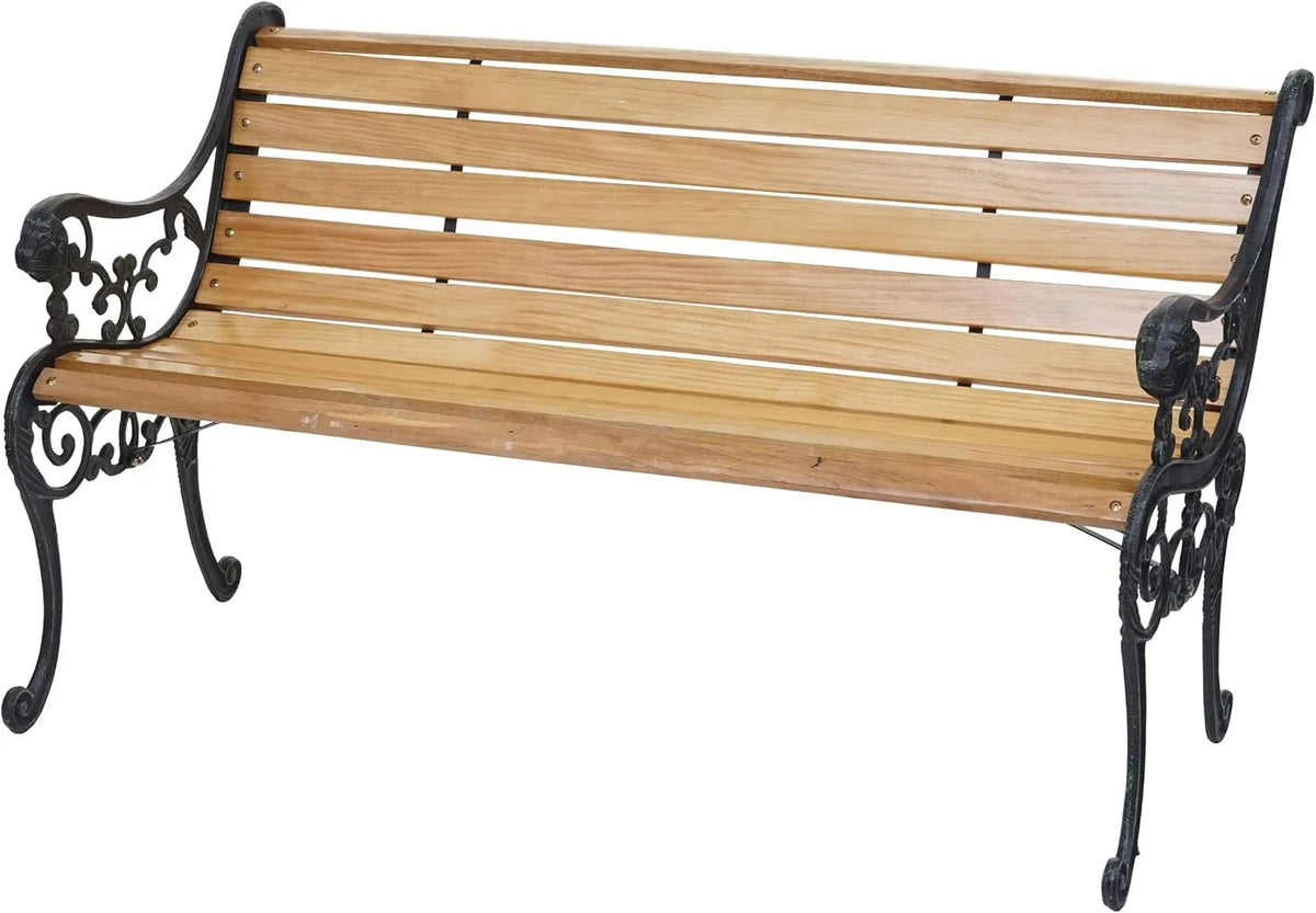 Mendler Ławka ogrodowa i ławka tarasowa HWC-F98AM – jasnobrązowa, z drewna, 2-osobowa, 125 cm, 20 kg