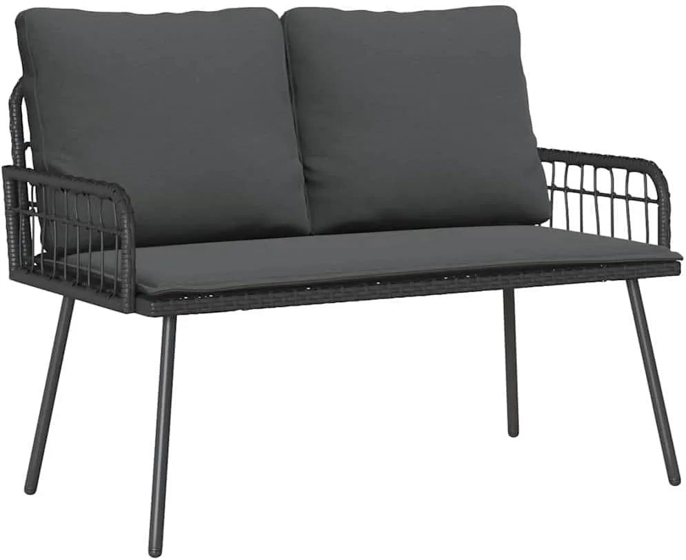 Ławka ogrodowa i ławka tarasowa z poduszką Antracyt 114 x 64 x 90cm: ze stali, z poduszkami, z technorattanu, 114 × 64 × 90cm, antracytowy