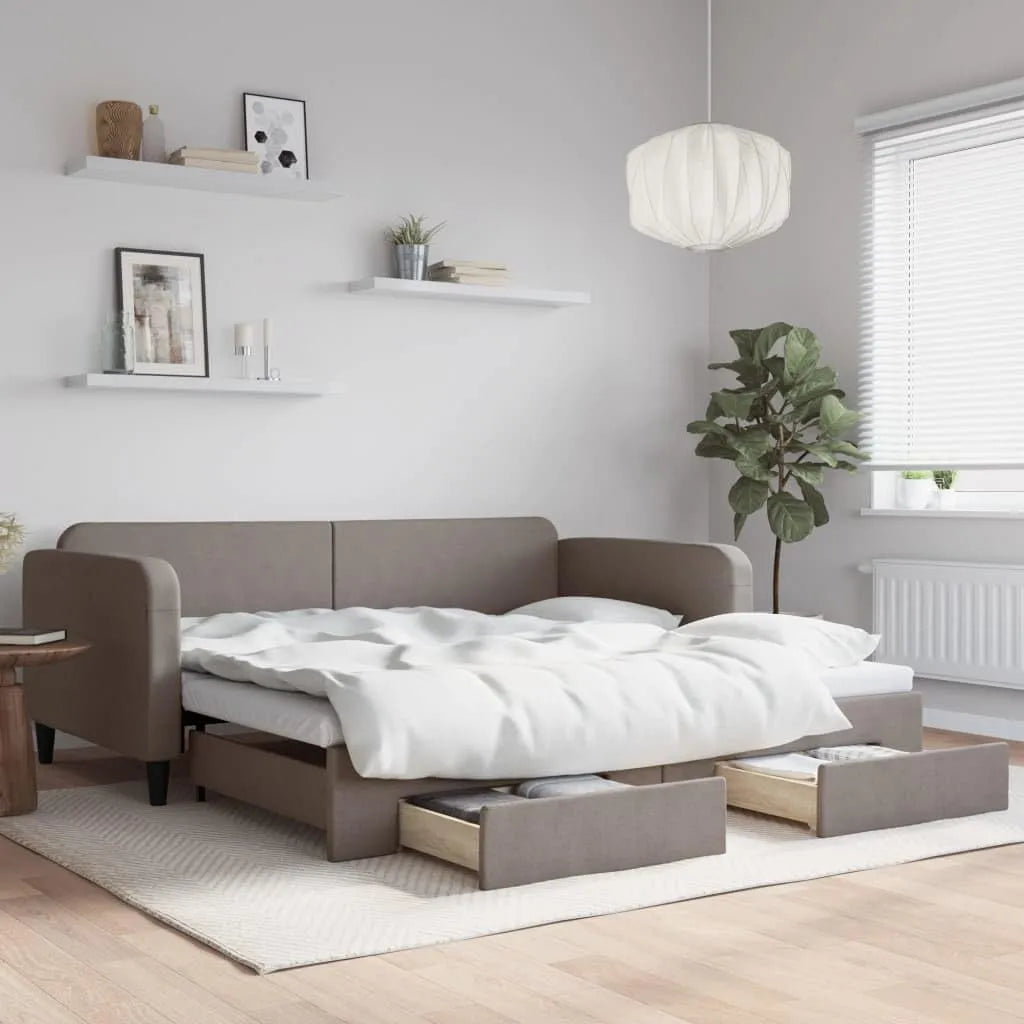 Sofa — wypełnienie piankowe, z szufladami, 2 w, beżowy