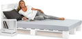 sunnypillow Łóżko z palet z zagłówkiem 80 – z drewna, 220, 240 × 200 cm, biały, z litego drewna