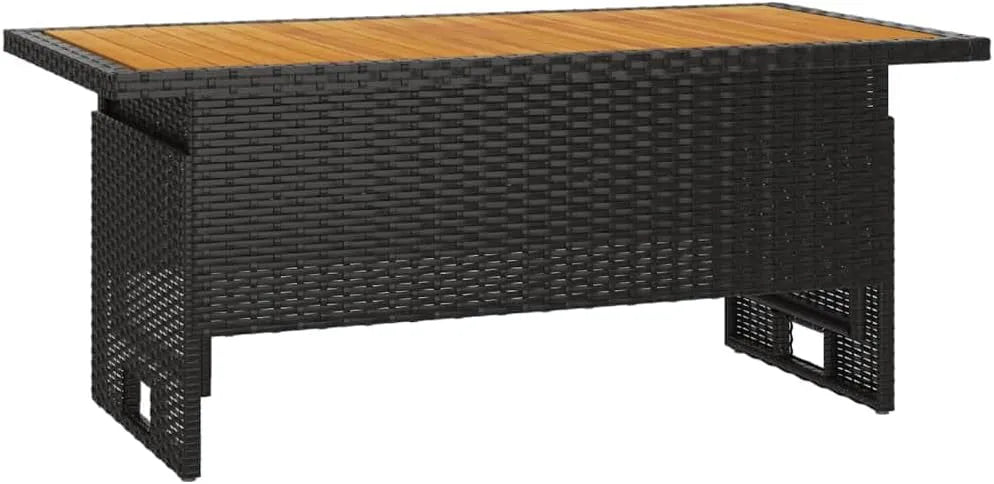 Stół z polirattanu z drewna akacjowego: z technorattanu, 100 × 50 × 43, 63 cm, czarny
