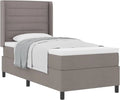 Łóżko Box Spring z materacem w kolorze taupe: 90 × 200 cm, beżowy