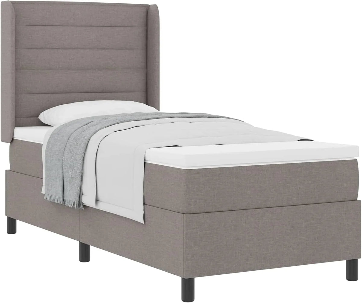 Łóżko Box Spring z materacem w kolorze taupe: 90 × 200 cm, beżowy
