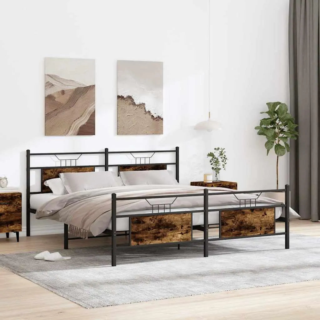 Rama łóżka i konstrukcja łóżka z metalu — ze schowkiem, 160 × 200 cm, tapicerka materiałowa