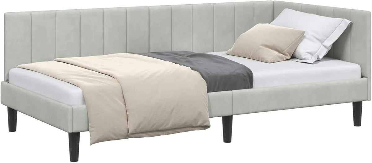 Sofa narożna: kompaktowa konstrukcja, tapicerka aksamitna, 90 cm, 190 cm