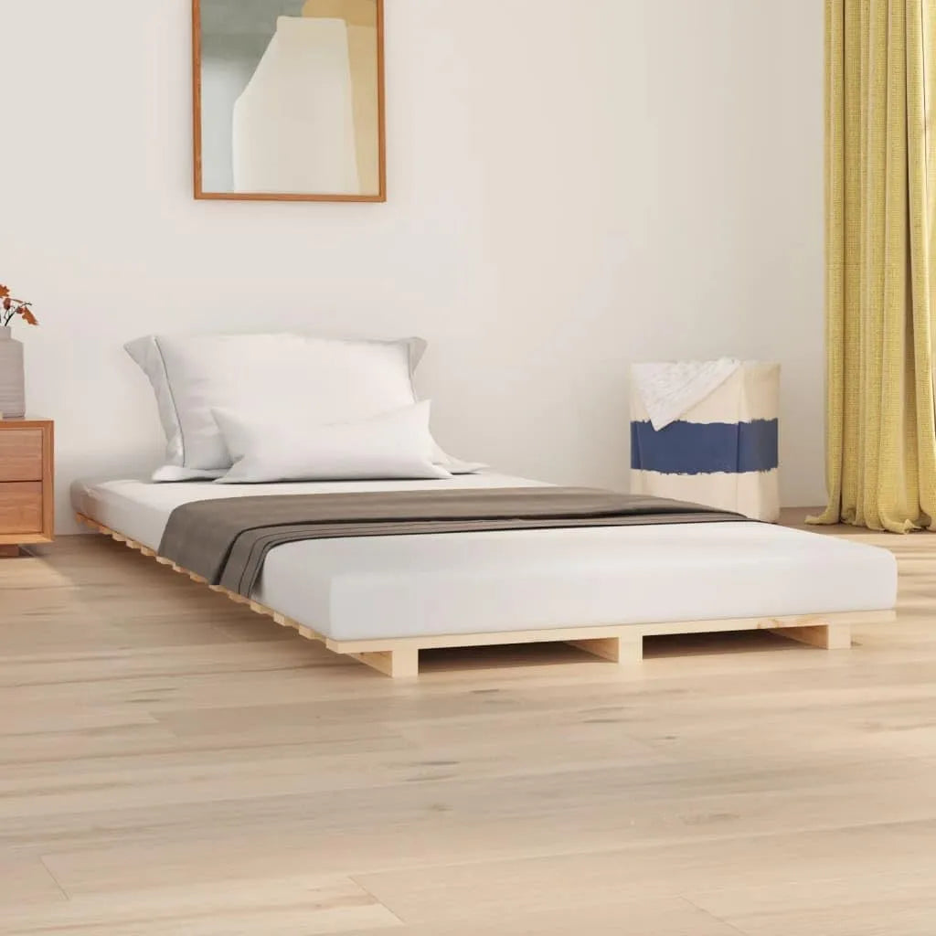 Łóżko z litego drewna sosnowego – z drewna, 100 × 200 cm