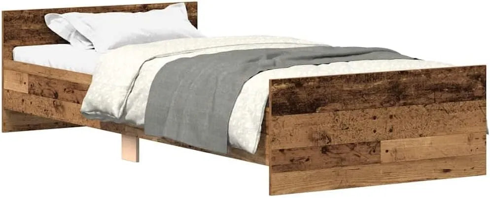 Rama łóżka i konstrukcja łóżka bez materaca — z drewna, 100 × 200 cm, tapicerka materiałowa