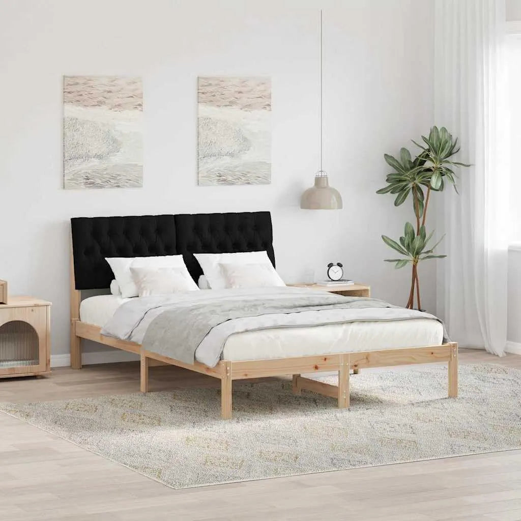 Nowoczesna Rama łóżka i konstrukcja łóżka: z drewna, 160 × 200 cm, brązowy, tapicerka materiałowa