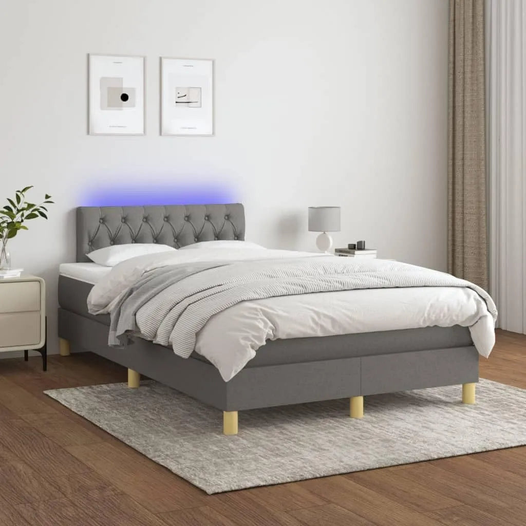 Łóżko kontynentalne z regulacją wysokości z materacem sprężynowym kieszeniowym i — wyświetlacz LED, 120 × 200 cm