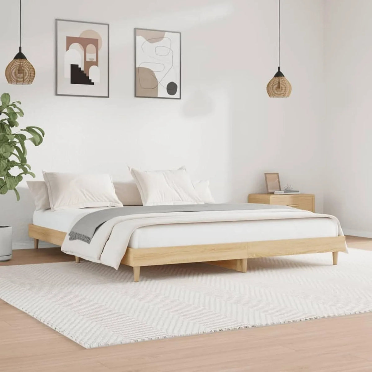 Dąb Sonoma 120 x 200 cm — z drewna, 120 × 200 cm, tapicerka materiałowa