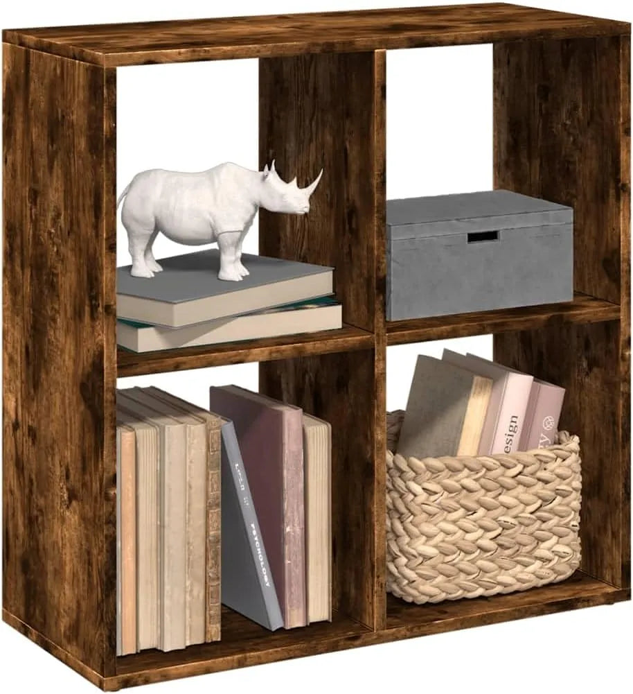 Regał na książki i regał stojący na książki dąb wędzony 69 — z drewna, z półkami, 4 półki, 69, 5 × 29 × 69, 5 cm