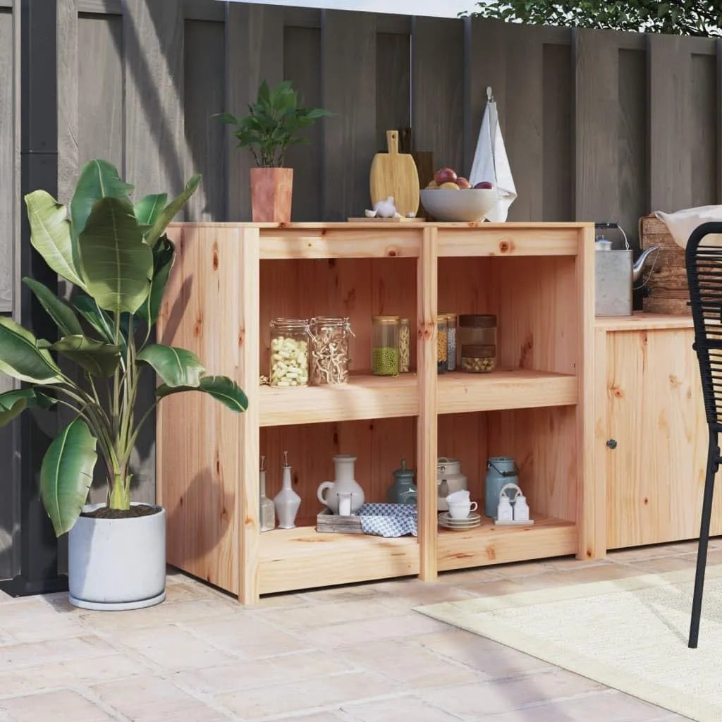 Zewnętrzna szafka kuchenna MEPPEL z litego drewna sosnowego z szafką – modułowa konstrukcja, z drewna, z szafą, 106 × 55 × 92 cm