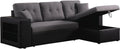 Sofa narożna – Czarno-szara, szary, rozkładana konstrukcja