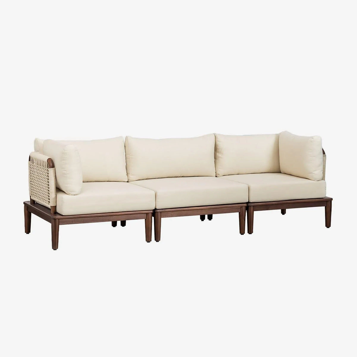 Sofa ogrodowa i sofa wypoczynkowa na taras: modułowa konstrukcja, tapicerka materiałowa