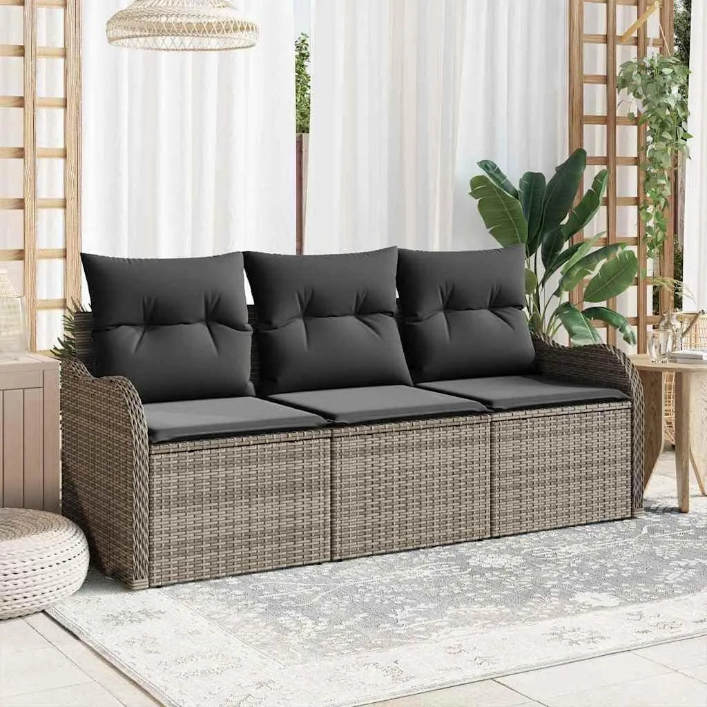 Sofa ogrodowa i sofa wypoczynkowa na taras: modułowa konstrukcja, z poduszkami, z technorattanu, regulowana konstrukcja, szary