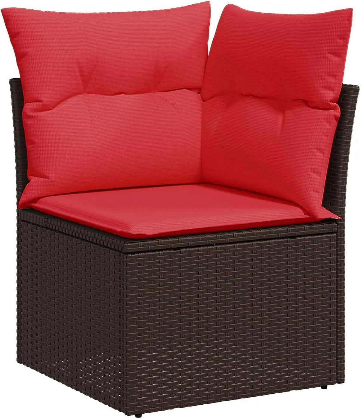 Sofa ogrodowa i sofa wypoczynkowa na taras – modułowa konstrukcja, z poduszkami, z technorattanu, wodoodporna konstrukcja, 62 × 62 × 69 cm, czerwony