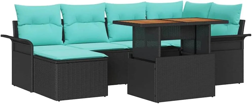 Sofa — modułowa konstrukcja, z technorattanu, 7 pièces, czarny