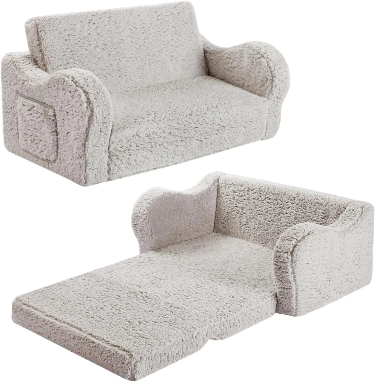 Sofa – 2 w, szary, rozkładana konstrukcja