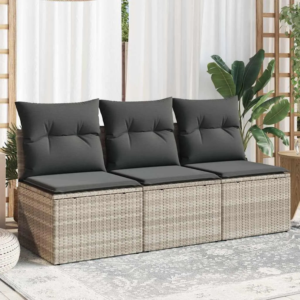 Sofa ogrodowa i sofa wypoczynkowa na taras: modułowa konstrukcja, z poduszkami, z technorattanu, 3-osobowa, 165 × 62 × 69 cm