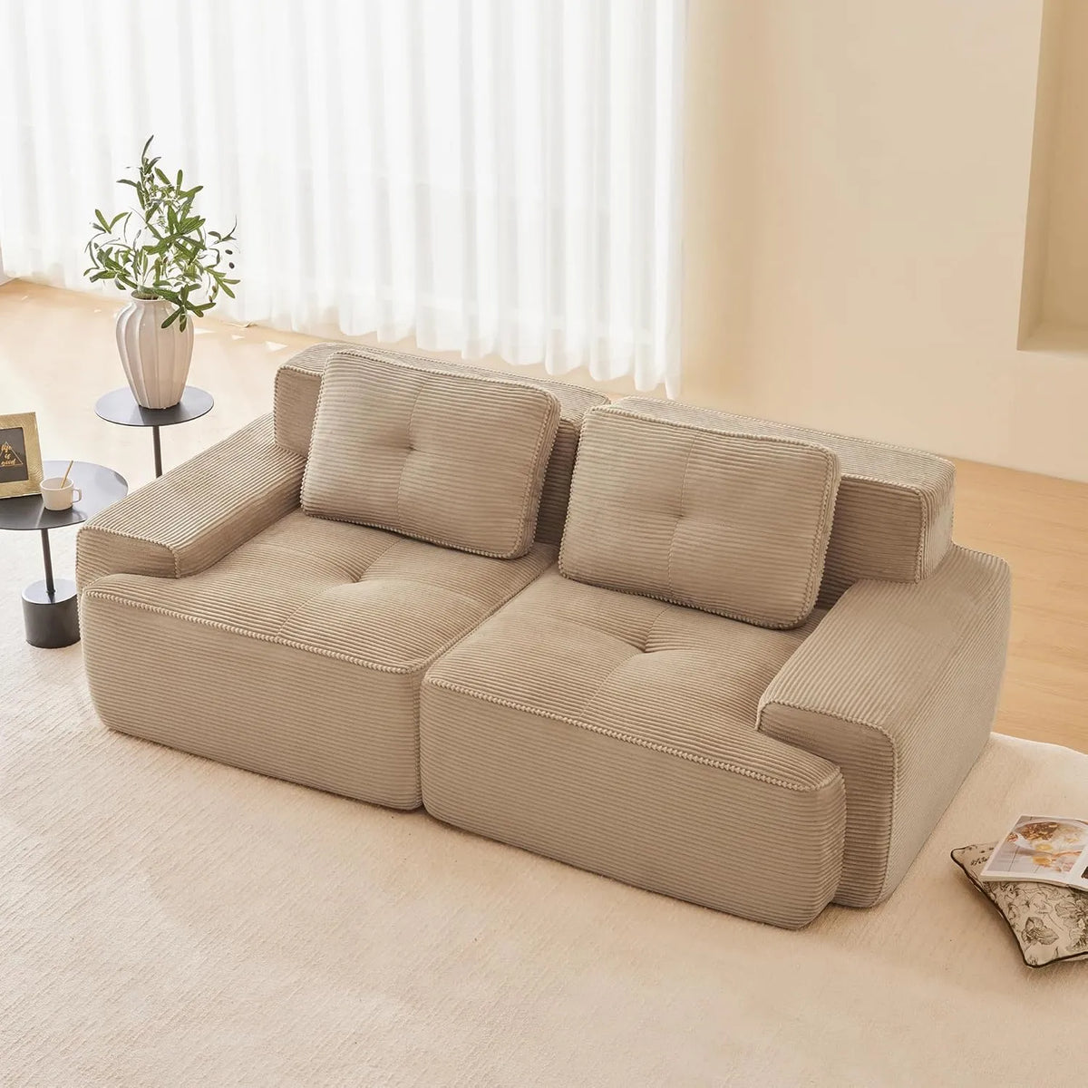 Sofa: Cloud, modułowa konstrukcja, 2-osobowa, beżowy