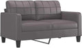 Sofa — 2-osobowa, 140 cm, szary, tapicerka skórzana