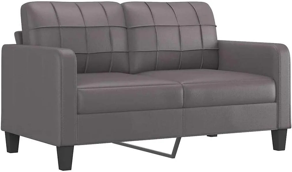 Sofa — 2-osobowa, 140 cm, szary, tapicerka skórzana