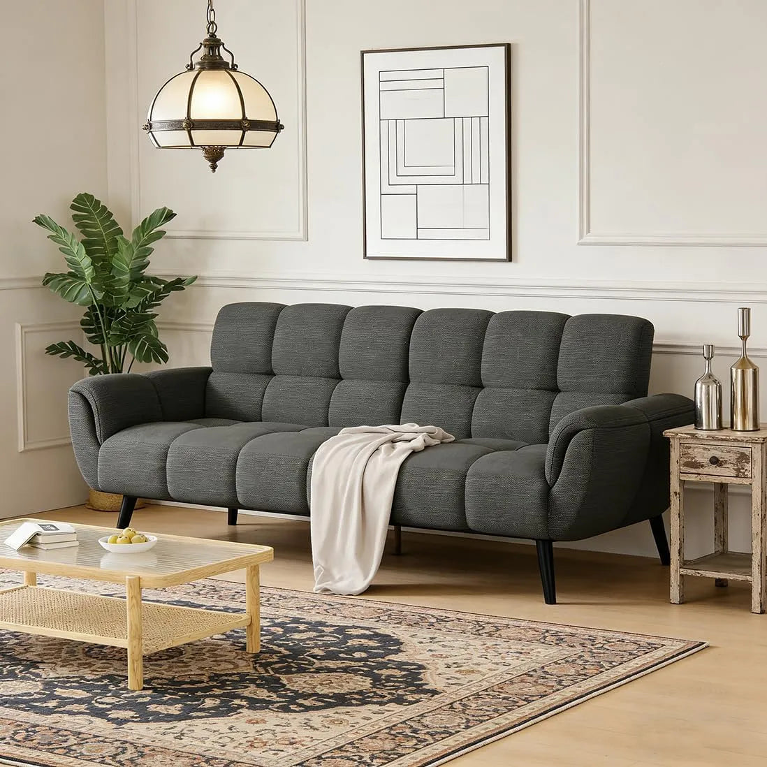 Sofa rozkładana i sofa z funkcją spania: z oparciem, regulowana konstrukcja, 195 cm