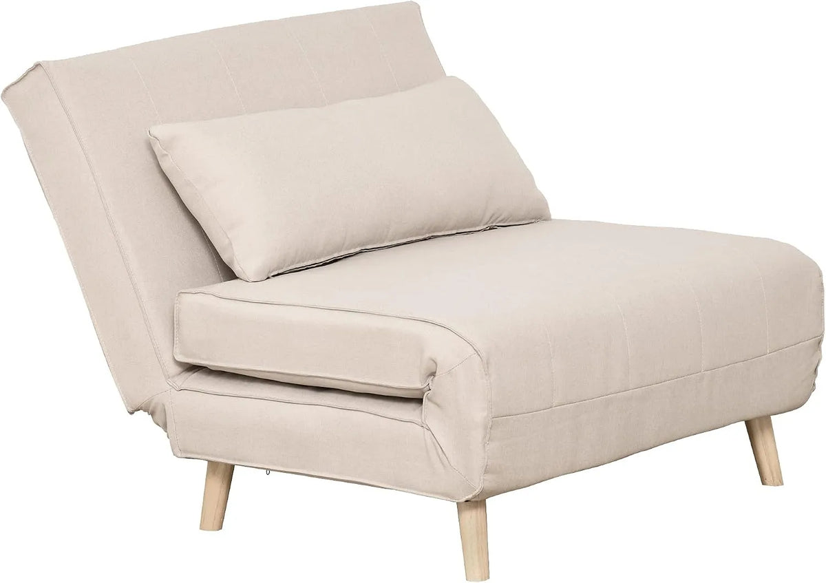 HOMCOM Sofa: z drewna, wypełnienie piankowe, z oparciem, regulowana konstrukcja, 80 cm, rozkładana konstrukcja