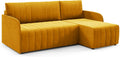 Sofa narożna — SLIM, tapicerka materiałowa, z funkcją spania, 200 × 140 cm, 208 cm, z pojemnikiem do przechowywania, rozkładana konstrukcja