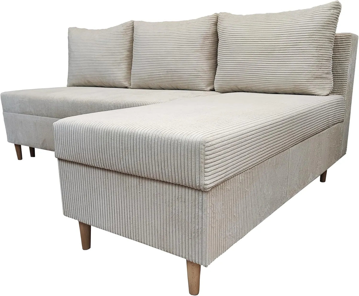 Sofa narożna — z funkcją spania, 200 cm, rozkładana konstrukcja