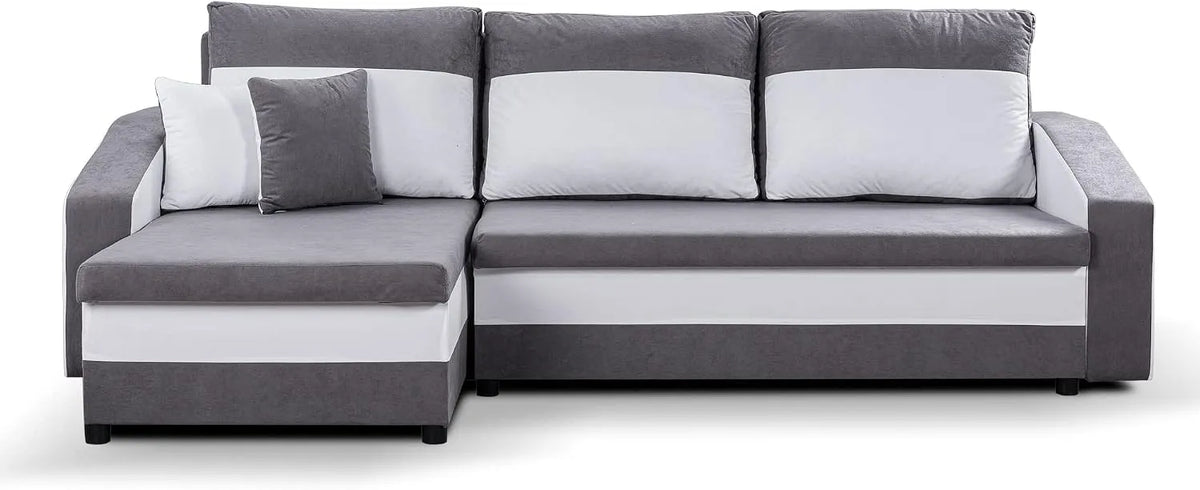 Sofa narożna — z funkcją spania, 3-osobowa, 230 × 140 × 75, 3, szary