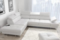 Sofa narożna – nowoczesne, z funkcją spania, z podłokietnikami, regulowana konstrukcja, 225 × 280 cm, tapicerka skórzana