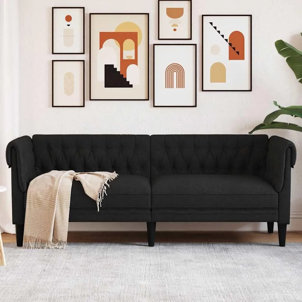 Sofa – tapicerka materiałowa, 3-osobowa, 110 kg, czarny, tapicerka materiałowa