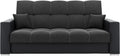Sofa: EVITA, tapicerka materiałowa, z funkcją spania, z poduszkami, 220 × 91 × 85 cm, czarny, z pojemnikiem do przechowywania, rozkładana konstrukcja
