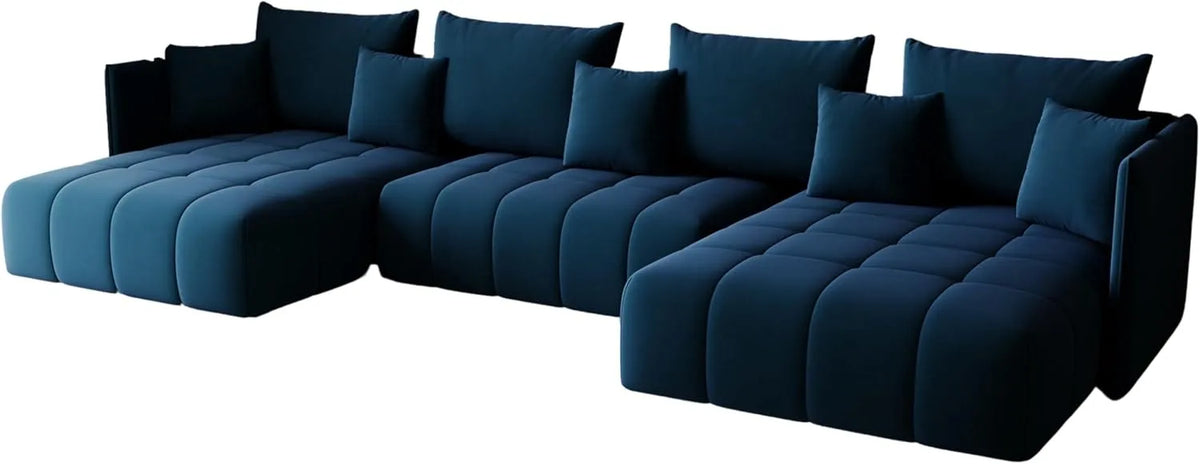 Sofa narożna: T30, GONA, wypełnienie piankowe, z funkcją spania, 346 × 188 cm, 346 × 188 × 93 cm, niebieski, rozkładana konstrukcja