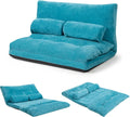 Sofa — z funkcją spania, z oparciem, z poduszkami, składana konstrukcja, 178 × 98 × 18 cm, 3 w, niebieski, regulowana konstrukcja