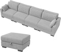 Sofa: modułowa konstrukcja, ze sztruksu, z podłokietnikami, z poduszkami, 4-osobowa, szary, dla 4 osób