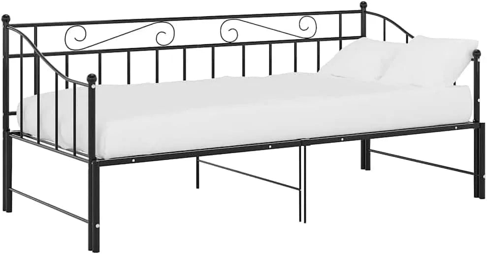 Sofa — 90 × 200 cm, czarny, z metalu